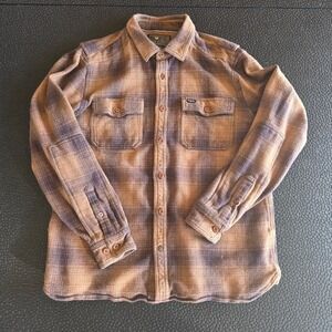 Bone Collector‎ Mens Plaid Flannel Shirt Brown Purple Button Front Large